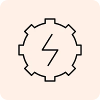 Gear with lightning bolt icon design.