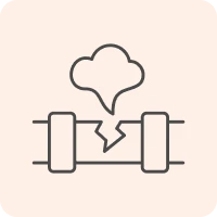 Broken pipe with steam icon.