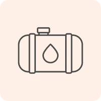 Oil tank icon with droplet symbol.