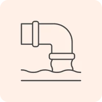 Pipe icon with water flow illustration.